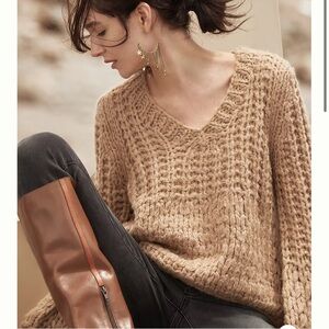 Anthropologie Moon River Delaney Sweater Pullover Chunky Knit Tan Sz XS